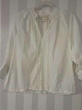 Reistor Relaxed Fit Top with Front-tie in Cream Xs s size works for both